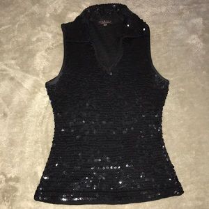 *EUC Marina Black Sequined sleeveless blouse